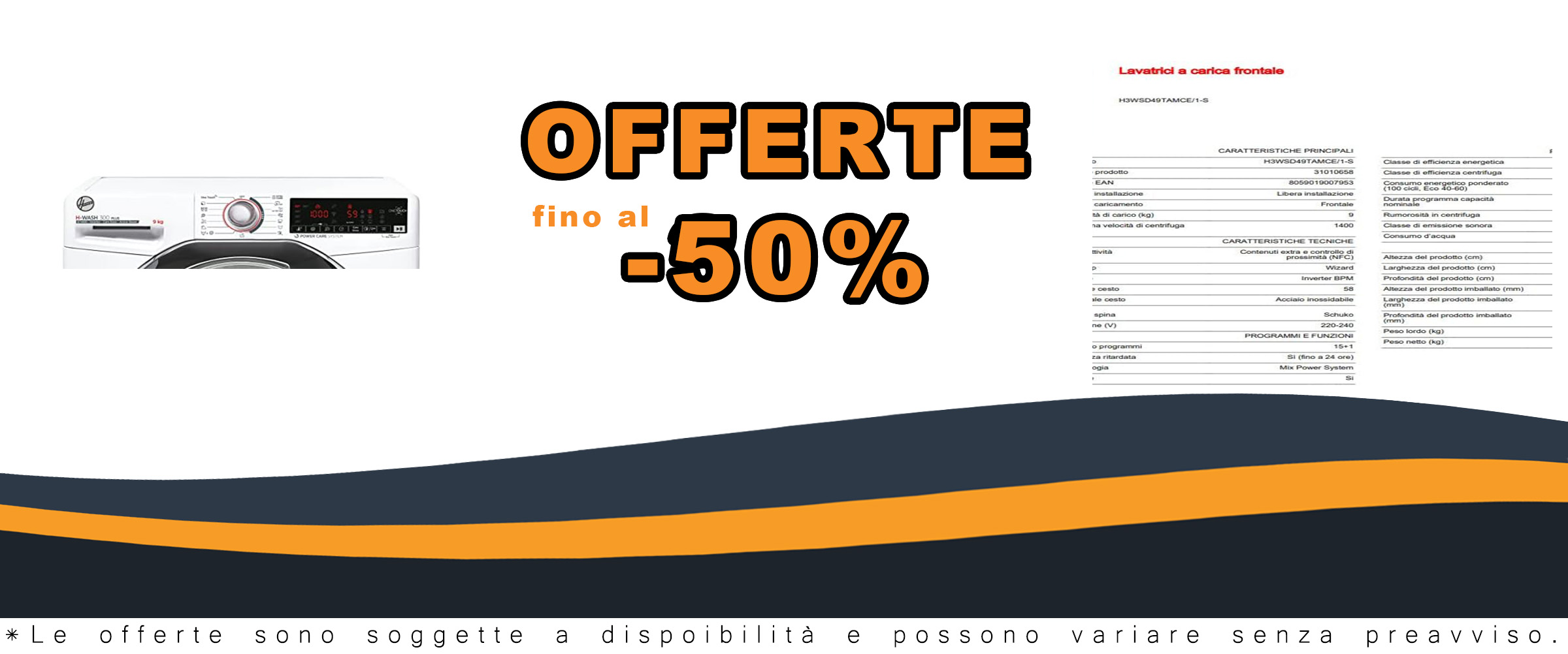 Hoover H3WSD49TAMCE/1-S H-WASH 300 PLUS Lavatrice 9 Kg, 1400 Giri, Connettività NFC, Carica Frontale, Libera Installazione, Bianco, Classe A