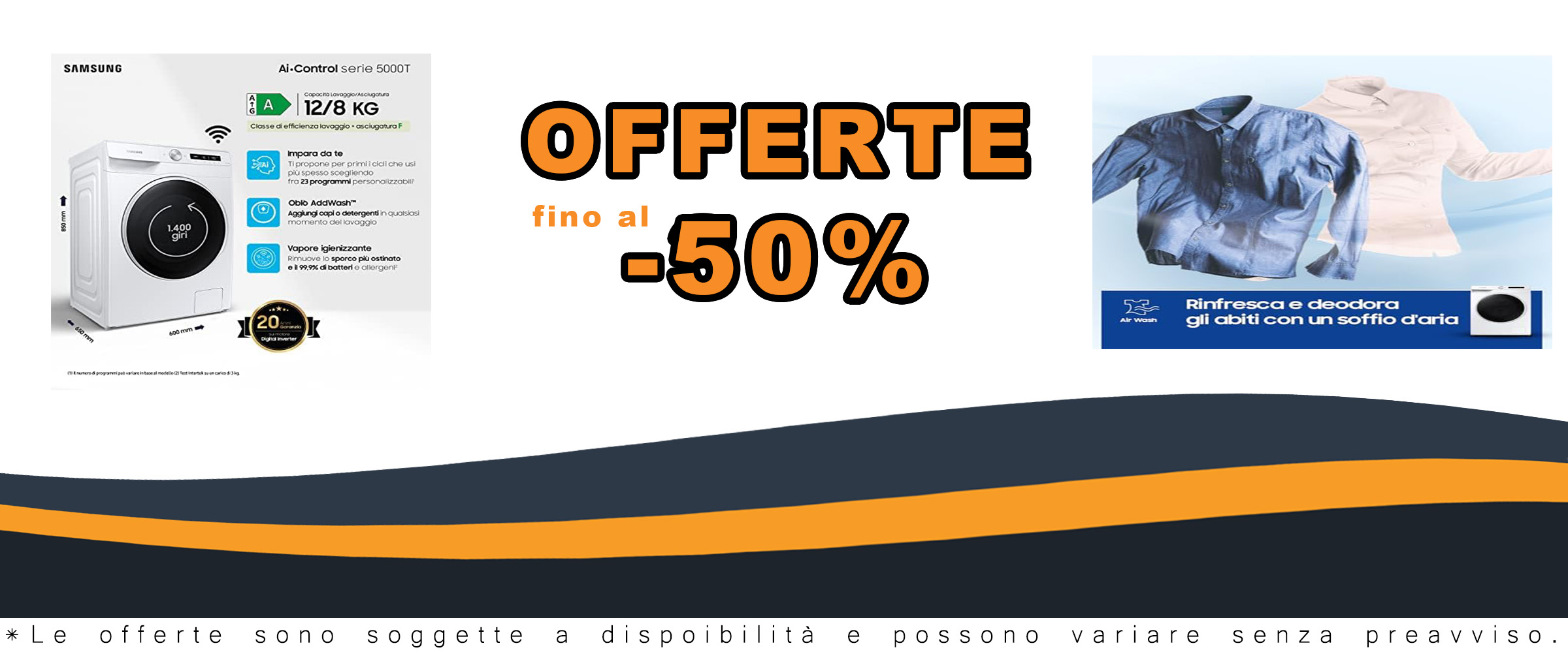 Samsung Lavasciuga Ai Control con Ecobubble, modello WD12T504DWW/S3, in azione, con tecnologia Ecobubble e Wi-Fi