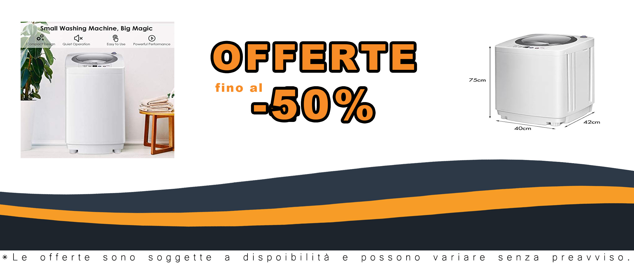 Relax4Life Mini Lavatrice 3,5 kg, compatta e portatile, ideale per appartamenti e campeggio, con centrifuga e 6 programmi di lavaggio automatico.