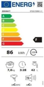 Lavatrice ETOZ272DE111 carica dall'alto con capacità di 7 kg e 1200 giri di centrifuga, ideale per famiglie di medie dimensioni.
