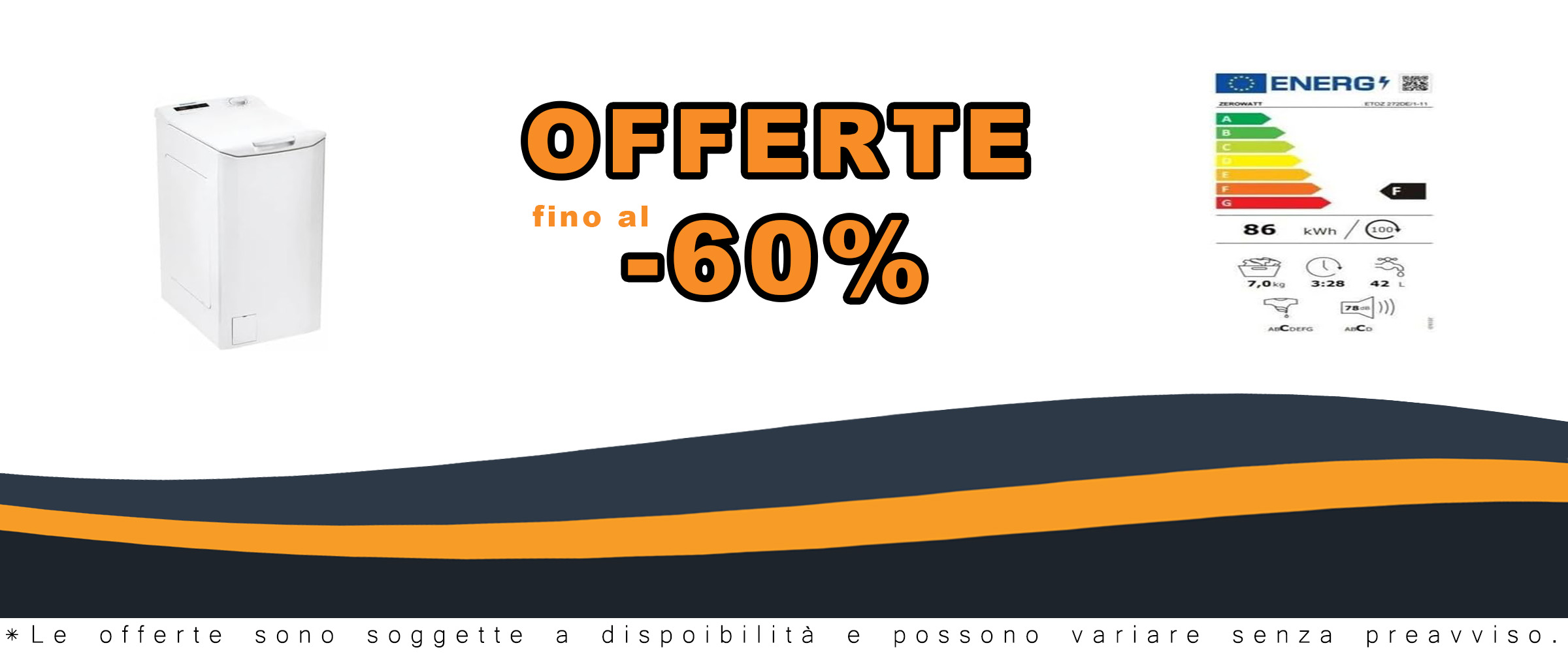 Lavatrice ETOZ272DE111 carica dall'alto con capacità di 7 kg e 1200 giri di centrifuga, ideale per famiglie di medie dimensioni.