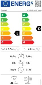 Exquisit Lavasciuga WT8614-060D in bianco, un dispositivo 2 in 1 con lavatrice e asciugatrice integrata, ideale per famiglie e piccoli spazi.