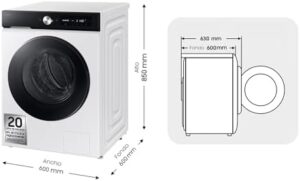 SAMSUNG WW11DB7B94GEU3 Lavatrice 11KG SmartThings e AI Ecobubble™ in bianco