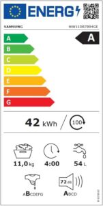 SAMSUNG WW11DB7B94GEU3 Lavatrice 11KG SmartThings e AI Ecobubble™ in bianco
