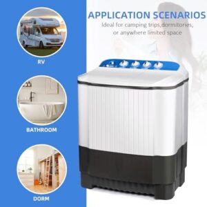 Kazigak Lavatrice Portatile 7 kg con doppia vasca per lavaggio e centrifuga, compatta e ideale per appartamenti, dormitori e camper.