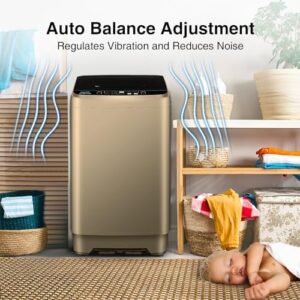 Lavatrice portatile automatica da 7,7 kg con 10 programmi di lavaggio e pompa di scarico, silenziosa e compatta.