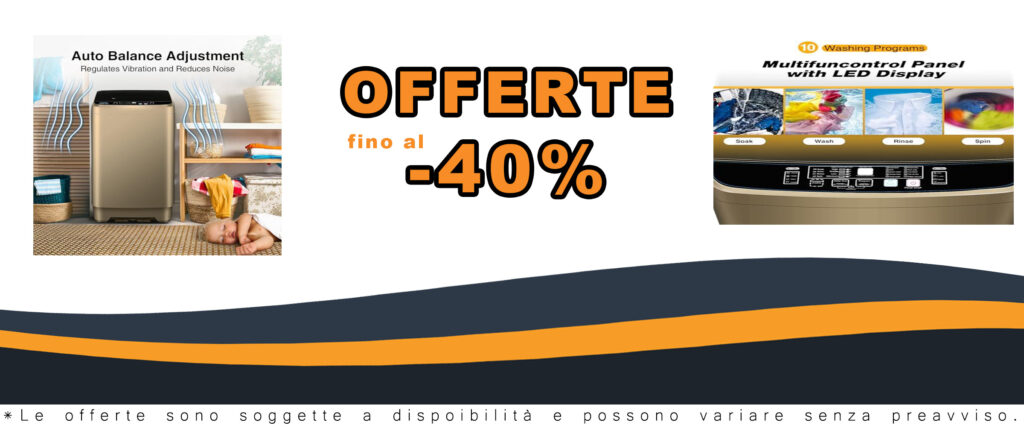 Lavatrice portatile automatica da 7,7 kg con 10 programmi di lavaggio e pompa di scarico, silenziosa e compatta.