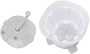 Lavatrice manuale a manovella portatile grigio nordico, ideale per dormitori, campeggio e appartamenti.