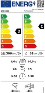 GRUNDIG GD7P510447W lavatrice con asciugatrice bianca, compatta e ad alta efficienza energetica