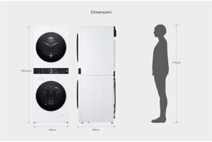 LG WashTower WT1210WWF - Lavatrice 12 kg e Asciugatrice 10 kg con TurboWash360 e Wi-Fi