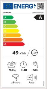 Lavatrice Samsung WW90T534DAWCS3 60 cm 1400 rpm 9 kg in funzione