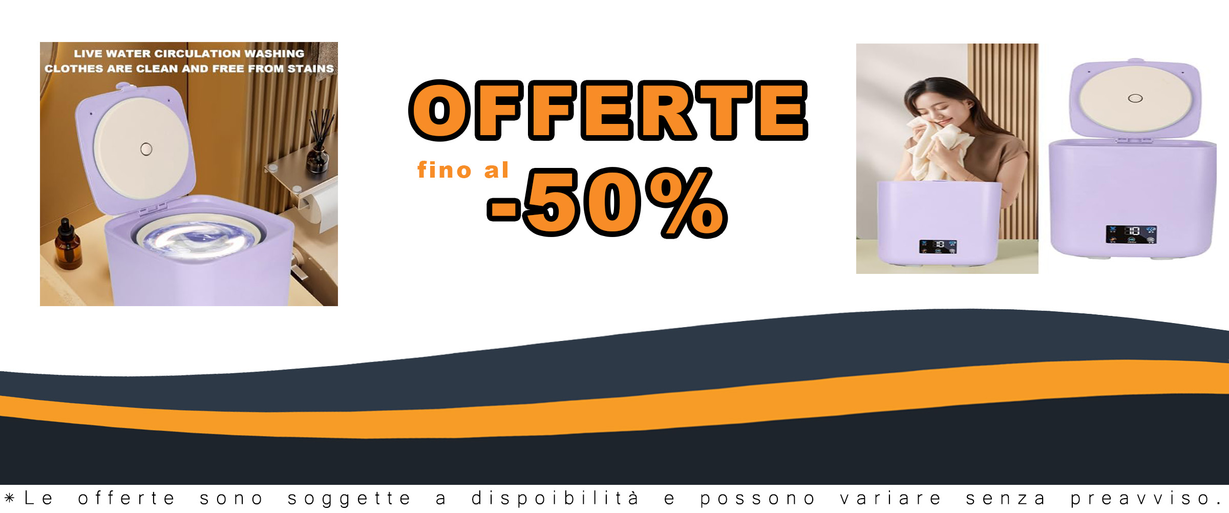 Piccola lavatrice portatile con centrifuga e touch screen LCD, perfetta per piccoli appartamenti e carichi leggeri.