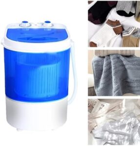 Lavatrice portatile compatta con vasca singola, ideale per appartamenti e dormitori, con centrifuga integrata.