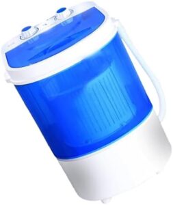 Lavatrice portatile compatta con vasca singola, ideale per appartamenti e dormitori, con centrifuga integrata.