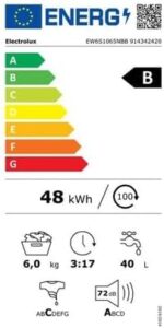 Lavatrice frontale 6 kg 1000 giri/min - EW6S1065NBB, ideale per famiglie piccole, design compatto e alta efficienza energetica.