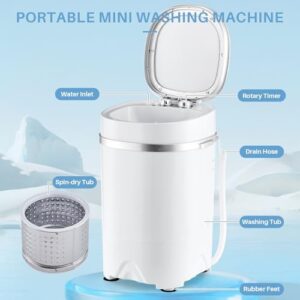 Piccola lavatrice elettrica monotamburo con funzione asciugatrice, ideale per spazi ridotti e lavaggi frequenti.
