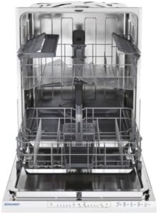 ZEROWATT Lavastoviglie ZWI3E53E0W 13 Coperti Classe Energetica E Da Incasso, in funzione con piatti puliti
