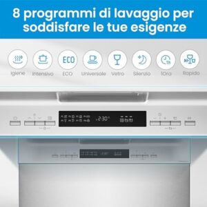 Lavastoviglie Midea MFD60S200X.1-IT Inox con 14 coperti, 8 programmi e display LED