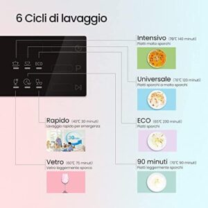 COMFEE' Lavastoviglie compatta da tavolo TD602E-S con 6 coperti e display LED, ideale per piccoli spazi  