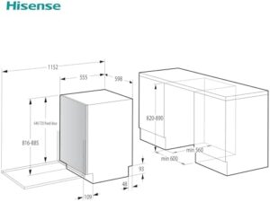 Lavastoviglie Hisense HV642D90 - 14 coperti, 45db, 6 programmi, Total Dry, motore asincrono