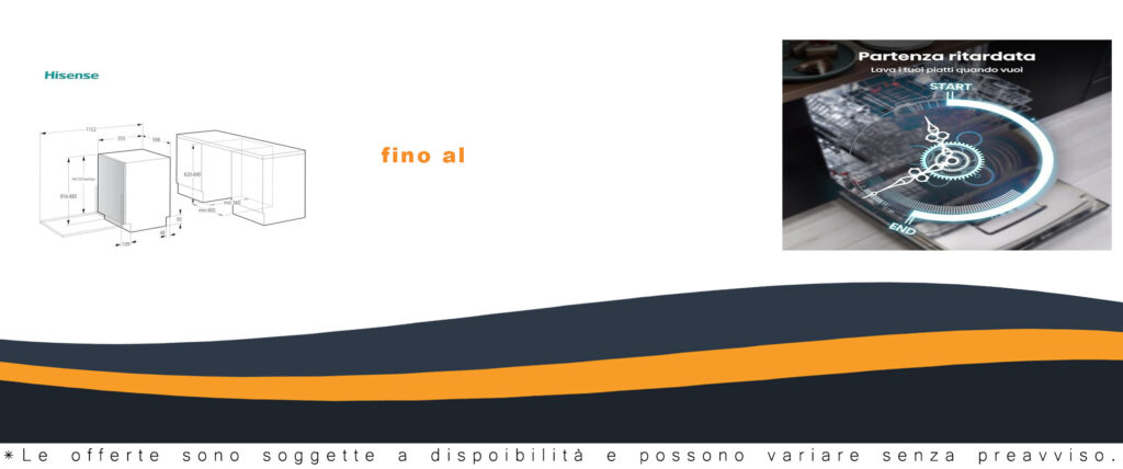 Lavastoviglie Hisense HV642D90 - 14 coperti, 45db, 6 programmi, Total Dry, motore asincrono