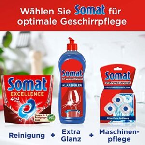Somat Excellence 4 in 1 Caps per lavastoviglie, pastiglie per pulizia profonda e lucentezza, anche a basse temperature e nel programma Eco.