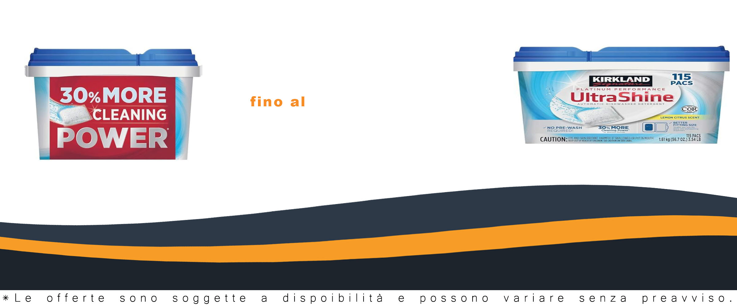 Detersivo per lavastoviglie Kirrk-l-and Signature UltraShine con pacs al limone agrumato, 115 pezzi