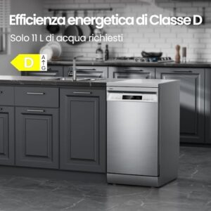 Midea MFD45S200X.1-IT Lavastoviglie Inox, con 10 coperti e 8 programmi, vista laterale
