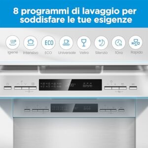 Midea MFD45S200X.1-IT Lavastoviglie Inox, con 10 coperti e 8 programmi, vista laterale