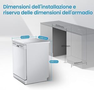 Lavastoviglie Midea MFD60S121W-IT bianca, compatta e con 12 coperti, ideale per famiglie.