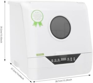Mini lavastoviglie portatile con 4 modalità di lavaggio e potenza 800W, disinfezione ad alta temperatura.