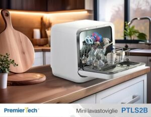 PremierTech Mini Lavastoviglie Portatile nera, compatta e ideale per campeggio, barca e casa vacanze.