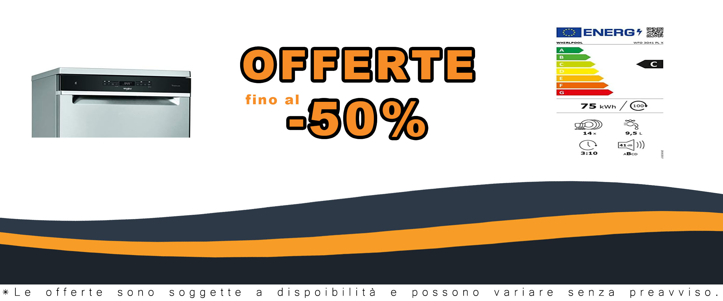 Lavastoviglie Whirlpool WFO 3O41 PL X, modello a libera installazione con 14 coperti e classe energetica C