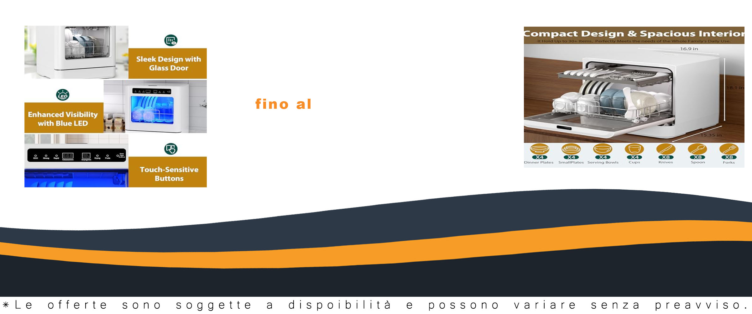 Lavastoviglie da Tavolo Compatta, Lavastoviglie Piccola con 5 Programmi, Mini Lavastoviglie con Controllo touch, Display a LED, Utilizzabile in Campeggio, Cucina, Ufficio, Bianco