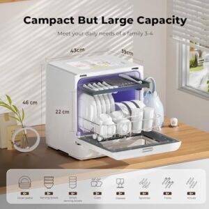 IsEasy Lavastoviglie da Tavolo: Mini lavastoviglie con 5 programmi e asciugatura ad aria calda