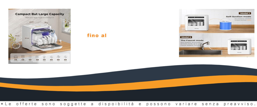 IsEasy Lavastoviglie da Tavolo: Mini lavastoviglie con 5 programmi e asciugatura ad aria calda