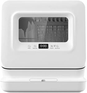Ymkua Mini Lavastoviglie Piccola 3 Coperti con display digitale, braccio spruzzo a 360° e addolcitore acqua, ideale per piccoli appartamenti e dormitori