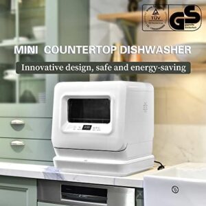 Ymkua Mini Lavastoviglie Piccola 3 Coperti con display digitale, braccio spruzzo a 360° e addolcitore acqua, ideale per piccoli appartamenti e dormitori