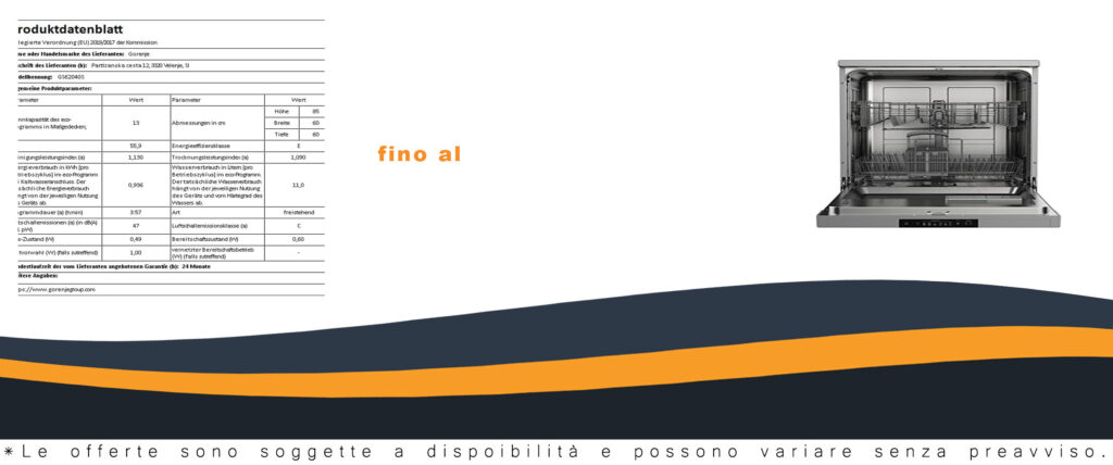 Gorenje GS 62040 S, lavastoviglie autoportante 60 cm, vista dettagliata con cestino inferiore multifunzione e protezione contro il troppopieno.