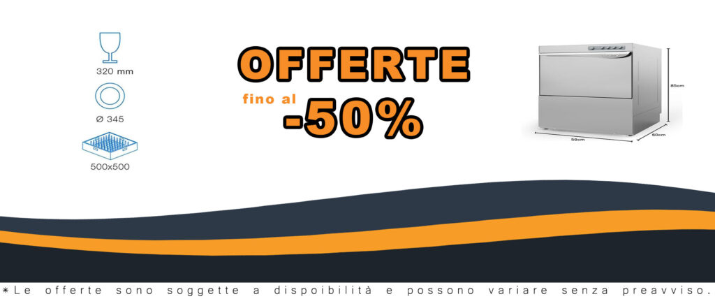 Lavapiatti professionale KROMO AQUA 50 in acciaio inossidabile, ideale per ristoranti e bar