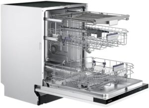 Samsung lavastoviglie completamente integrato bianco, modello elegante e silenzioso, ideale per la tua cucina moderna.
