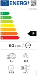 Siemens Lavastoviglie Compatta 6 Coperti 49db SK26E822EU: design compatto e silenzioso ideale per spazi ridotti