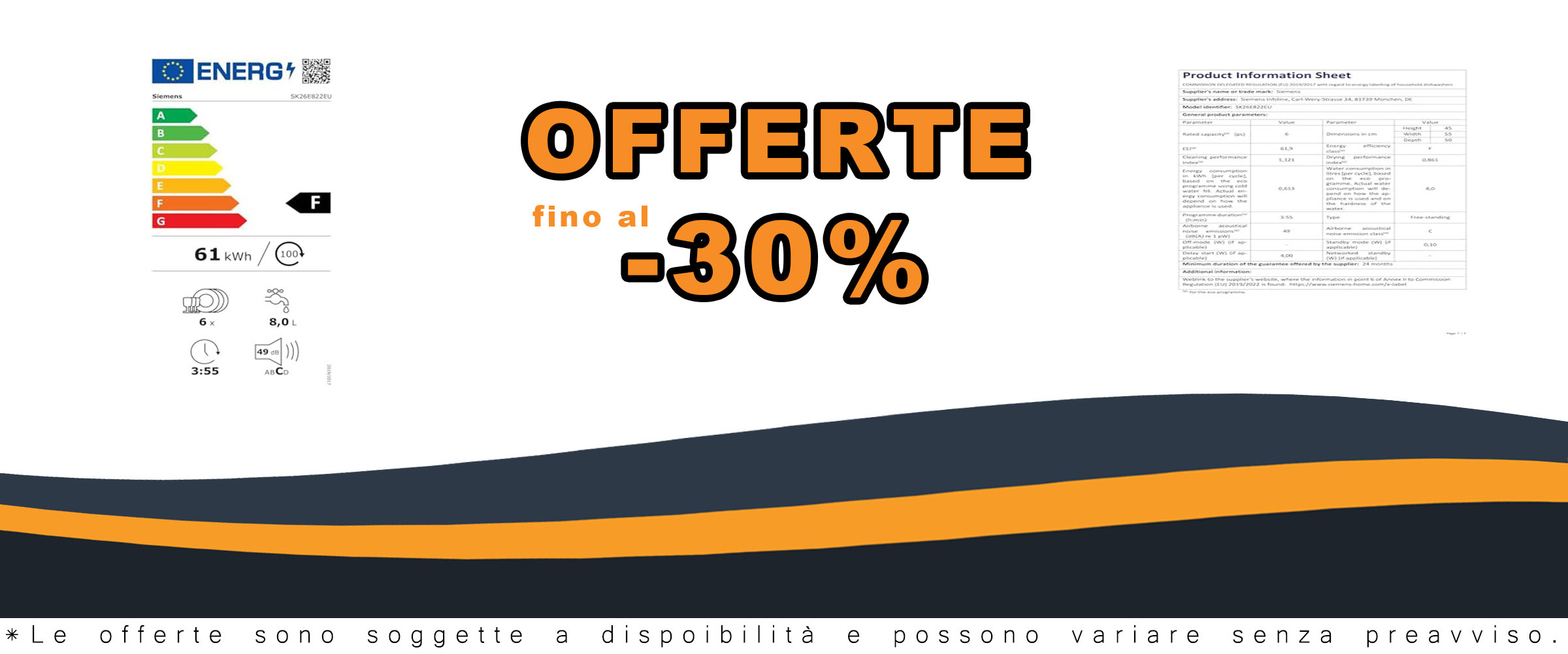 Siemens Lavastoviglie Compatta 6 Coperti 49db SK26E822EU: design compatto e silenzioso ideale per spazi ridotti