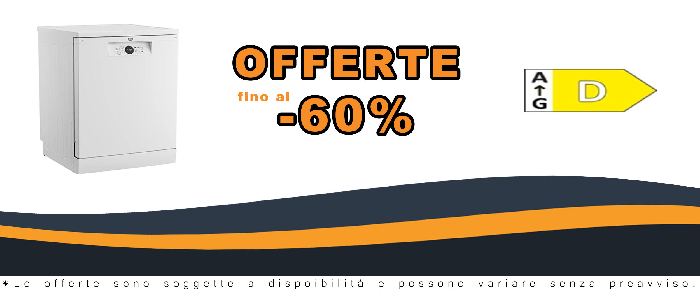 Lavastoviglie BDFN26430WC bianca, 14 coperti, classe D, in funzione con piatti puliti