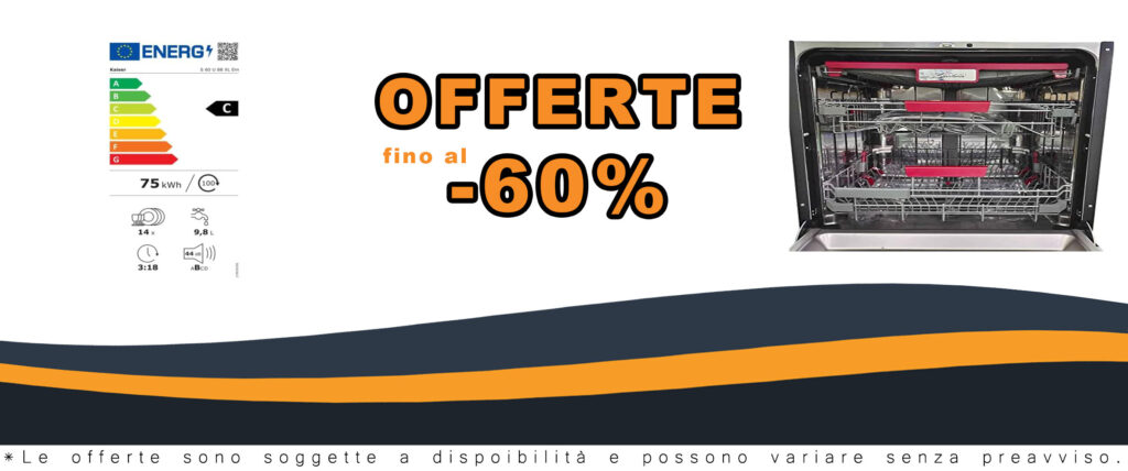 Lavastoviglie da incasso Kaiser Olan Empire S60 U 88XL con design nero elegante e prestazioni energetiche elevate.