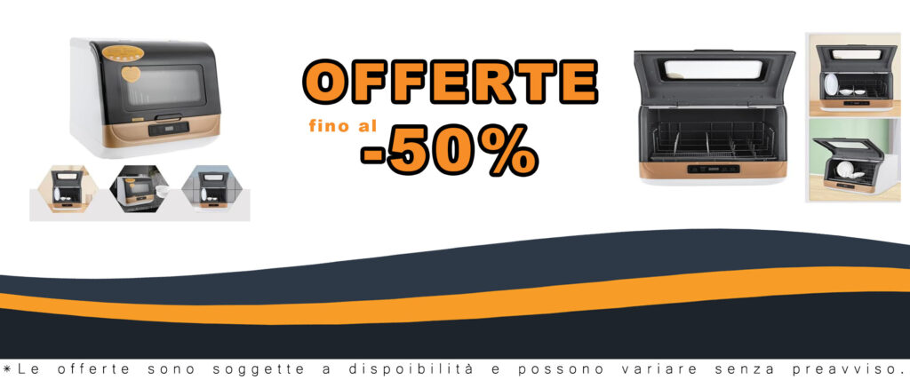 Gold Lavastoviglie da Tavolo Moderna, mini lavastoviglie compatta per appartamenti e caravan, con tecnologia a 360° e asciugatura rapida.