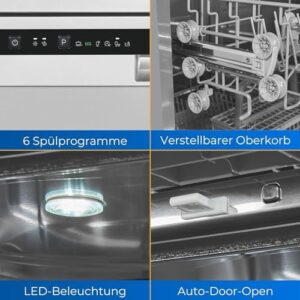Exquisit Lavastoviglie GSP6312-030D argento con Auto Door Open e 12 coperti