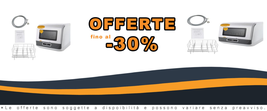 Mini lavastoviglie portatile, ideale per appartamenti, camper e dormitori, con 3 modalità di pulizia e capienza per 12-20 piatti.