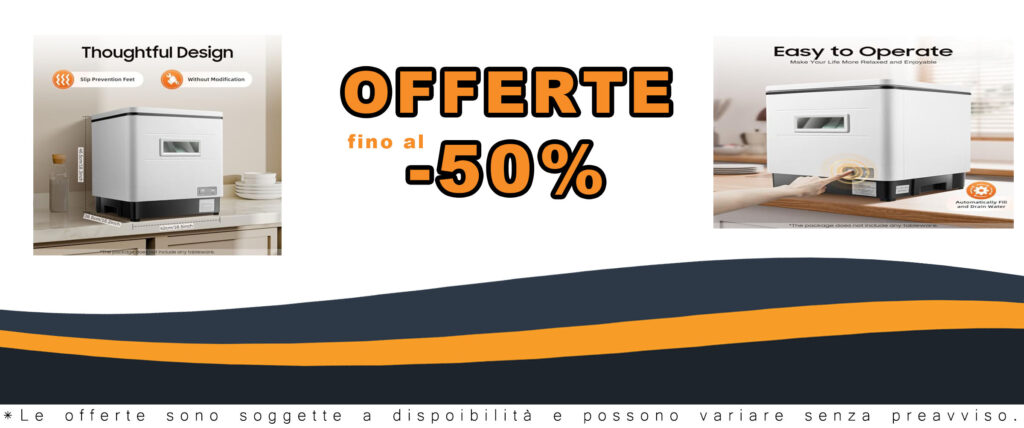 Mini lavastoviglie da tavolo in acciaio inox, compatta e potente, ideale per appartamenti e campeggio