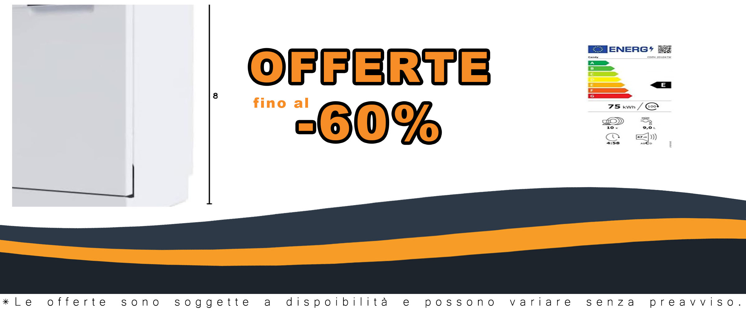CANDY Lave-vaisselle CDPH2D1047W in funzione, con un design moderno e capiente.